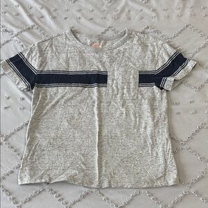 Cat & Jack Heather Gray Tee with Navy Stripes